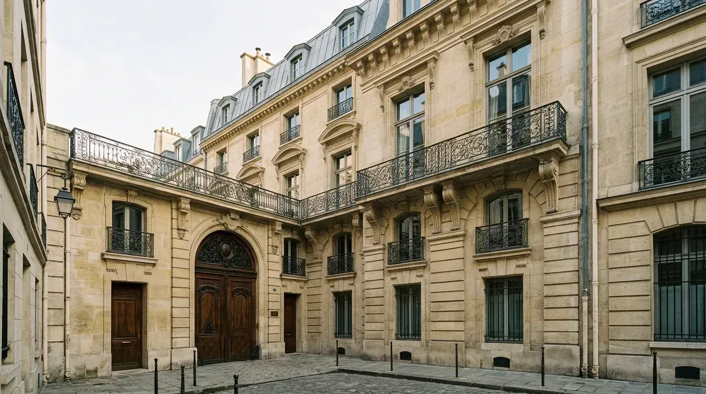 Hôtel particulier, façade en pierre de taille — Paris